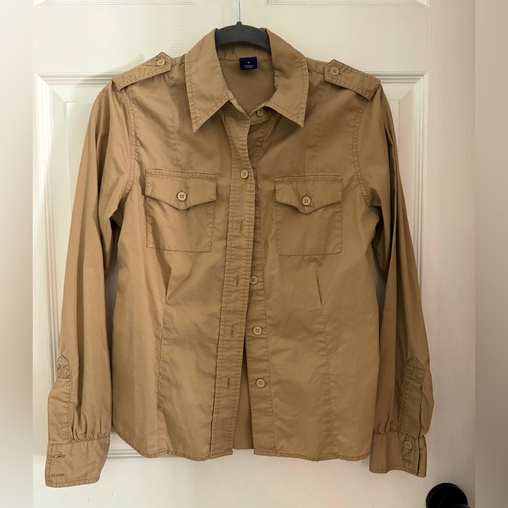 Gap taupe button down shirt